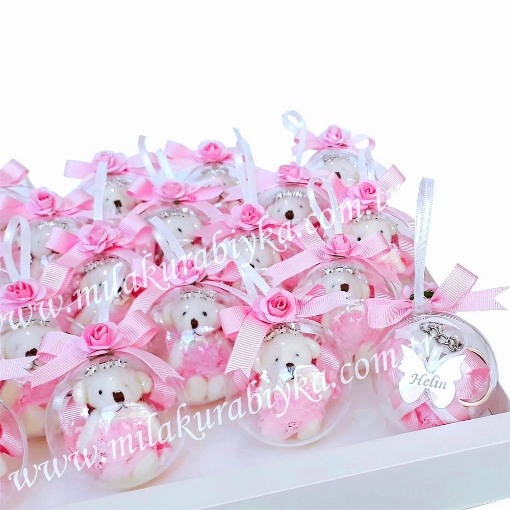 İsimli Kelebek Pleksi Detaylı Ayıcıklı Anahtarlık - Top Kutu Hediyelik