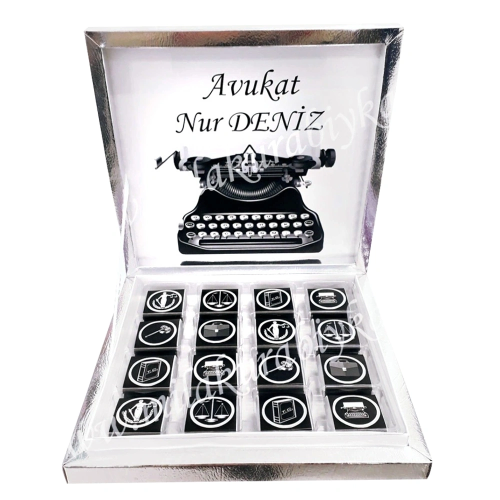 Daktilo Figürlü Gümüş Kutulu Hukuk Temalı Avukat Çikolatası