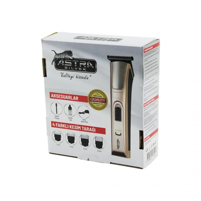 ASTRA SILVER RD-128 (T-POWER) SAÇ & SAKAL KESME TRAŞ MAKİNESİ (LED ŞARJ GÖSTERGE) (8 SAAT ŞARJ=60DK KULLAN)*40