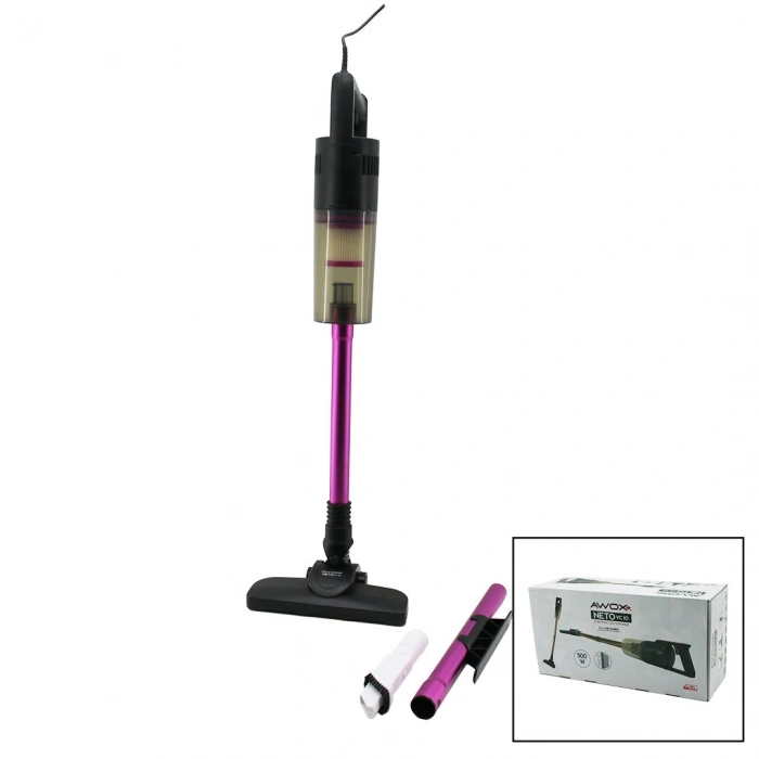 AWOX NETO VC-10 ( FUŞYA ) ( DİK ) ELEKTRİKLİ SÜPÜRGE ( 500W ) (5MT KABLO) (SAP=75+35=110CM) (HEPA FİLTRE)*6