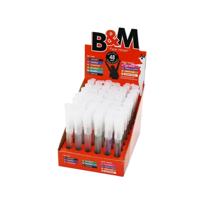 B&M (KALEM) PARFÜM (MEN & WOMEN) (8ML) (CONCEPT& CAPRICE& CHAMPION& MYNIGHT) (D.DREAM& F.HAPPY& P.TIME& S.BOMB)*48X24