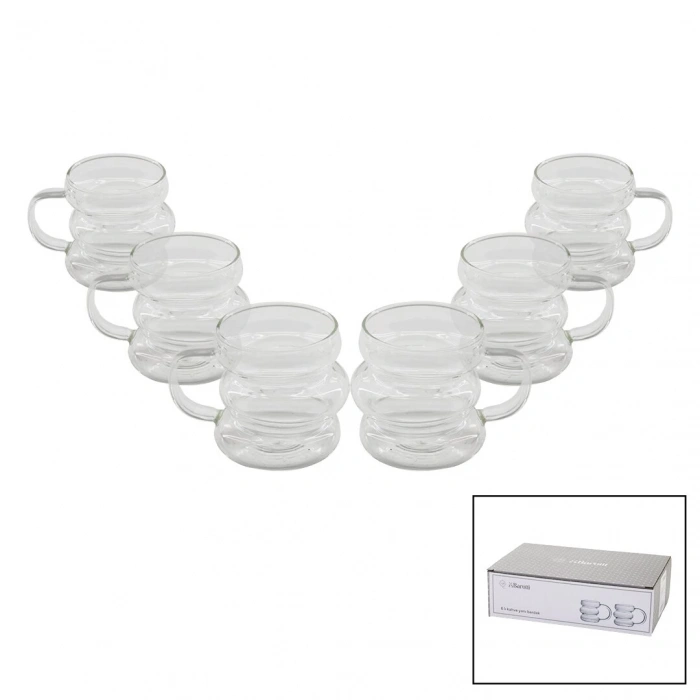 BAROTTİ DMR-8601 ( 6PCS ) ( 3 BOĞUMLU & ŞERİTLİ ) KAHVE YANI ( CAM ) BARDAK*40=K