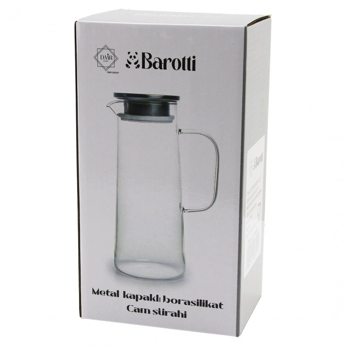 BAROTTİ DMR-8765 ( DAR TABAN & UZUN=1450ML ) (METAL KAPAK& SİLİKON CONTA) ( CAM ) (BOROSİLİKAT= ISIYA DAYANIKLI) SÜRAHİ*12=K