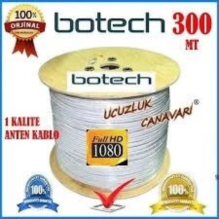 BOTECH ( 300MT ) KOAKSİYEL UYDU ANTEN KABLO RG 6/U4L*4