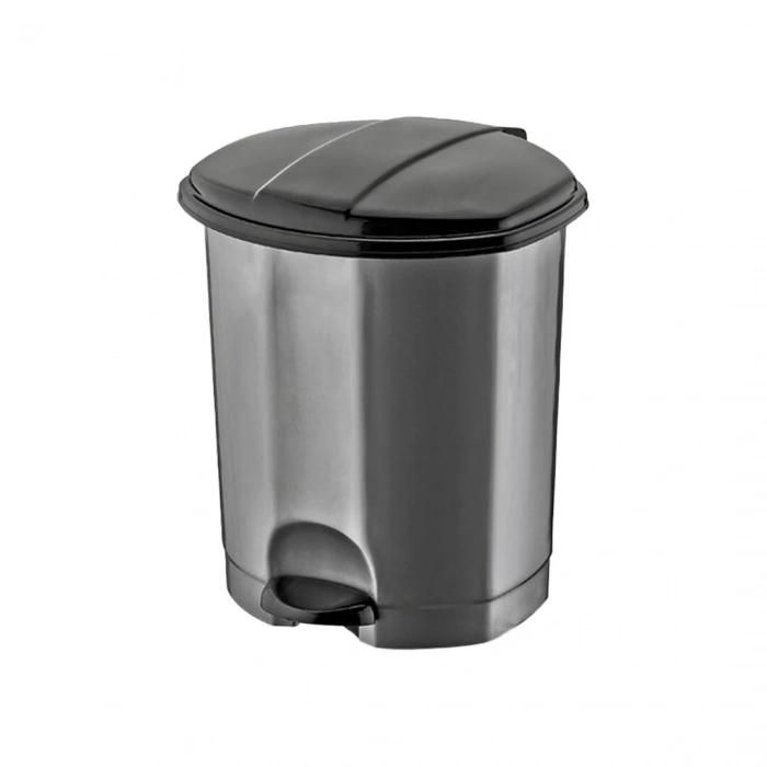 DÜNYA-01013-400&410 ( SİYAH & GRİ ) ( 18LT ) ( PEDALLI ) ÇÖP KOVASI PLASTİK ( 305X301X390MM )*6=K