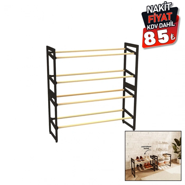 FİXWOOD 2046-1 ( 4 KATLI) AHŞAP AYAKKABILIK (8 AYAKKABILIK) (20X65X51CM) (ÇOK AMAÇLI RAF) (PORTATİF & VİDASIZ KOLAY MONTAJ)*10=K