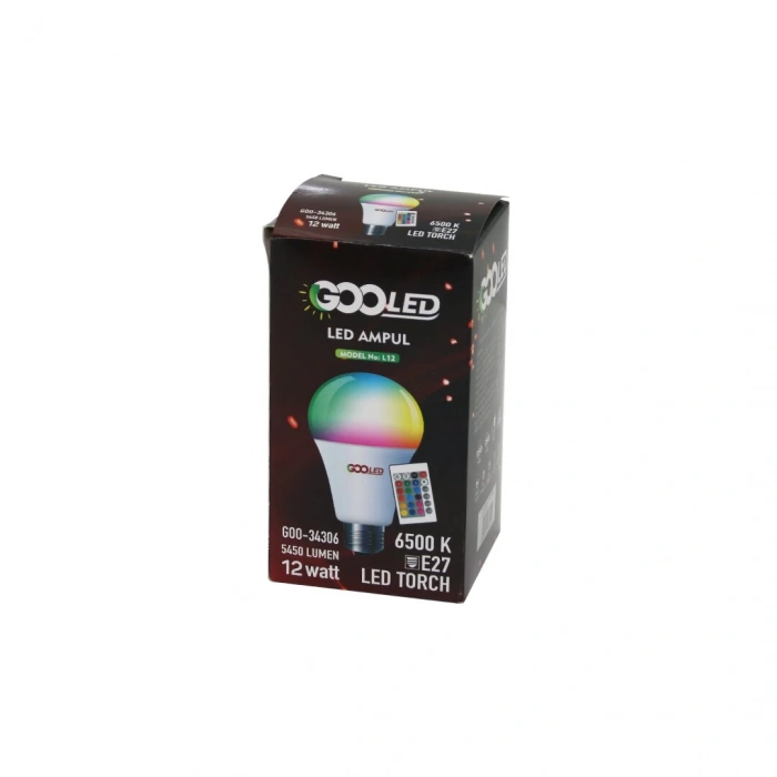 GOOLED NO-L12 GOO-34306 ( 12W ) ( KUMANDALI ) (RGB=RENKLİ) LED AMPUL (E27) (5450 LUMEN) (6500K) (15.000 SAAT ÖMÜR)*180