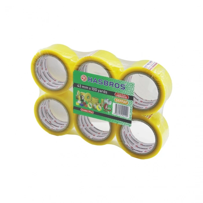 HASBROS HBR-0038 ( ŞEFFAF ) ( 45MMX100YARDS ) KOLİ BANTI ( AKRİLİK YAPIŞKAN )*6X20