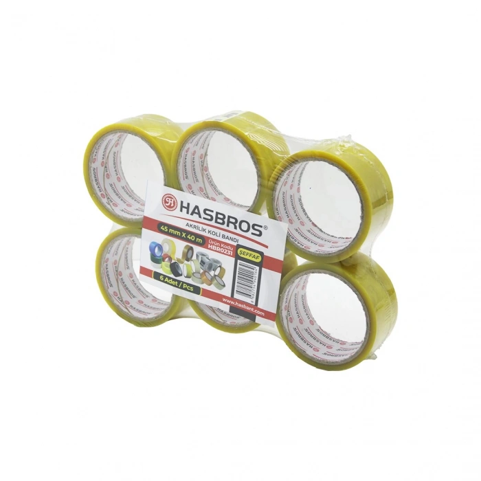 HASBROS HBR-0231 ( ŞEFFAF ) ( 45MMX40MT ) KOLİ BANTI ( AKRİLİK YAPIŞKAN )*6X24