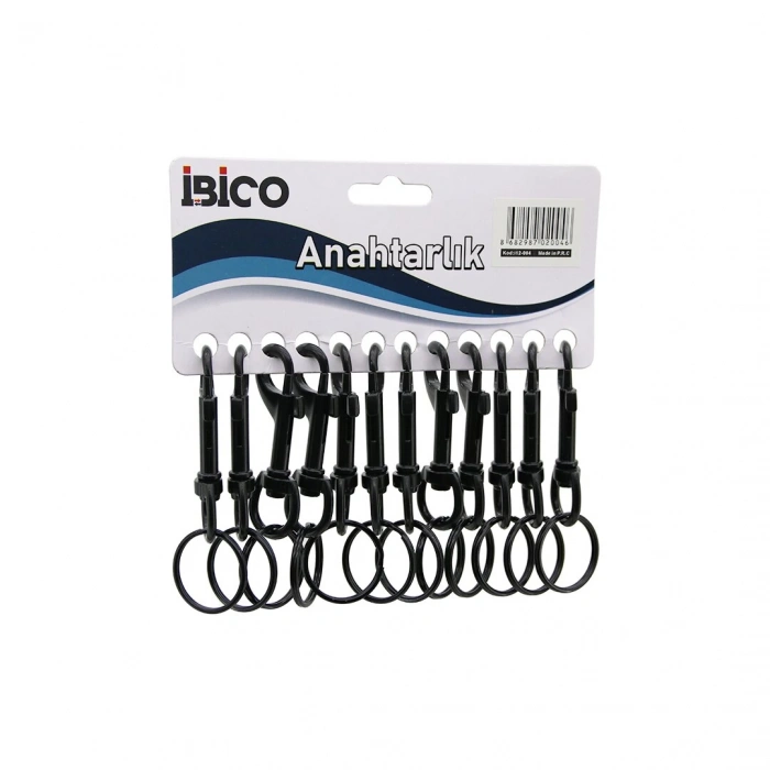 İBİCO İ12-004 ( YUVARLAK HALKALIK ) ( SİYAH ) (KLASİK) ( METAL ) ANAHTARLIK ( KEMER GEÇMELİ )*12X100