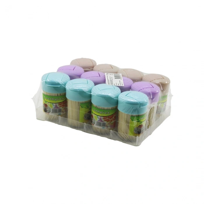 İBİCO İ15-062 TOOTTHPİCK ( TUZLUK MODEL KUTULU ) ( ORTA ) KÜRDAN ( ŞEFFAF MİKA KRİSTAL PLS.ŞİŞE & RENKLİ PLASTİK KAPAK )*12X20