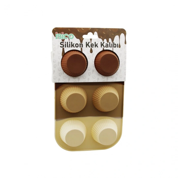 İBİCO İ22-002 ( KLASİK ÇİZGİLİ ŞEKİL) ( 6LI & MİNİ ) (SİLİKON) MUFFİN KEK KALIP ( ASKILIKLI KARTELA )*10X12