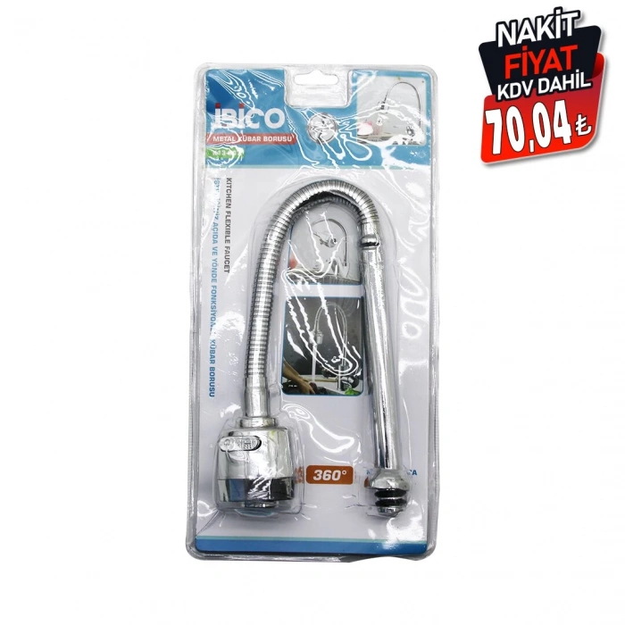 İBİCO K13-047 ( METAL ) KUBAR & BATARYA BORUSU ( KROM TOPAÇ BAŞLIK= KADEMELİ ) ( 360° YAYLI ) ( ANTİ TWİST ) (VAKUMLU AMBALAJ)*48                                 kpy161