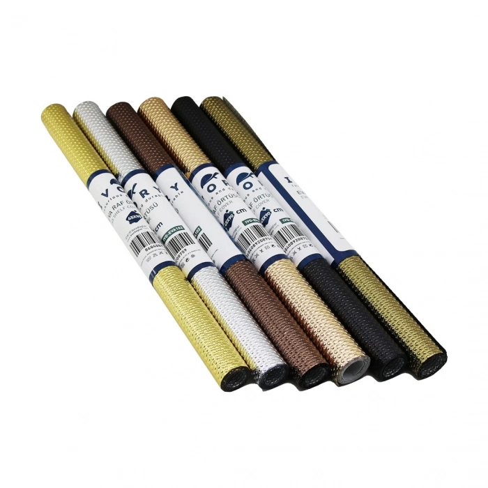 IVORY IVO-EVA102 ( 45X90CM ) ( EVA PARLAK & NOKTALI ) (GOLD & GÜMÜŞ & BAKIR & KAHVE MİX) RAF ÖRTÜSÜ*12X10