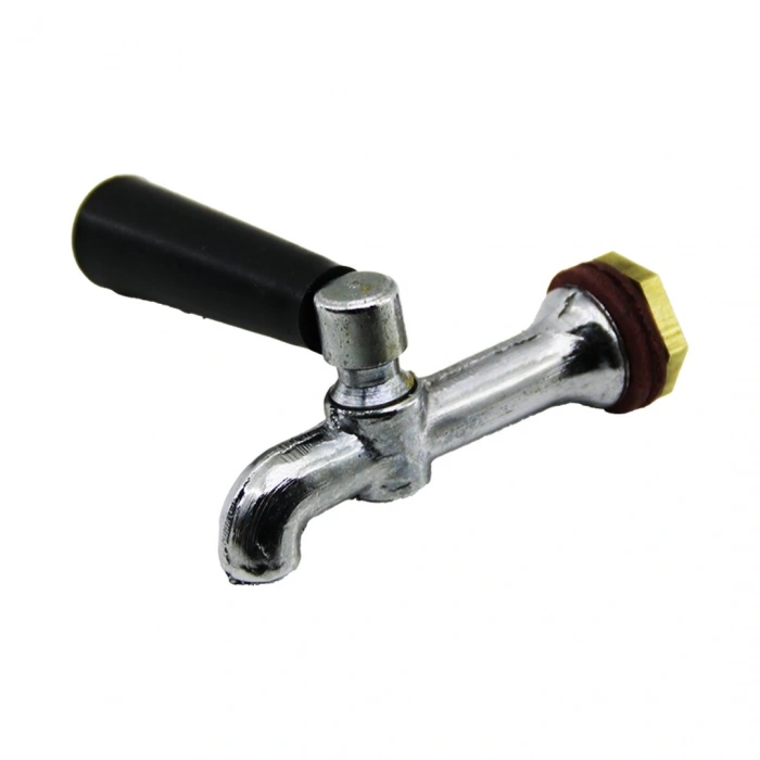 MS-210 ( BÜYÜK & ERKEK ) ( KROM GÖVDE & SİYAH PLASTİK KOL ) PİKNİK SEMAVER MUSLUK*12X40