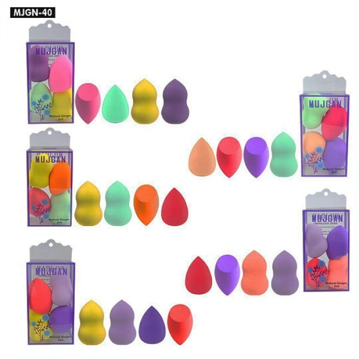 MUJGAN MJGN-40 ( 4PCS ) ( TOMBİK ) RENKLİ MAKYAJ SÜNGER SETİ*6X40