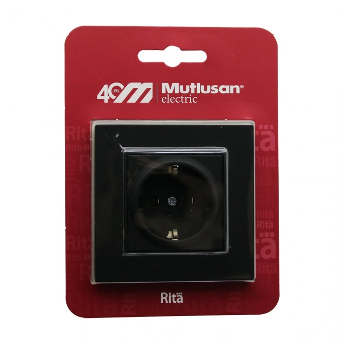 MUTLUSAN RİTA-2220 600 0284( B ) ( BLİSTERLİ & KARTLI ) ( SİYAH & TOPRAKLI PRİZ ) ÇERÇEVELİ*12X1