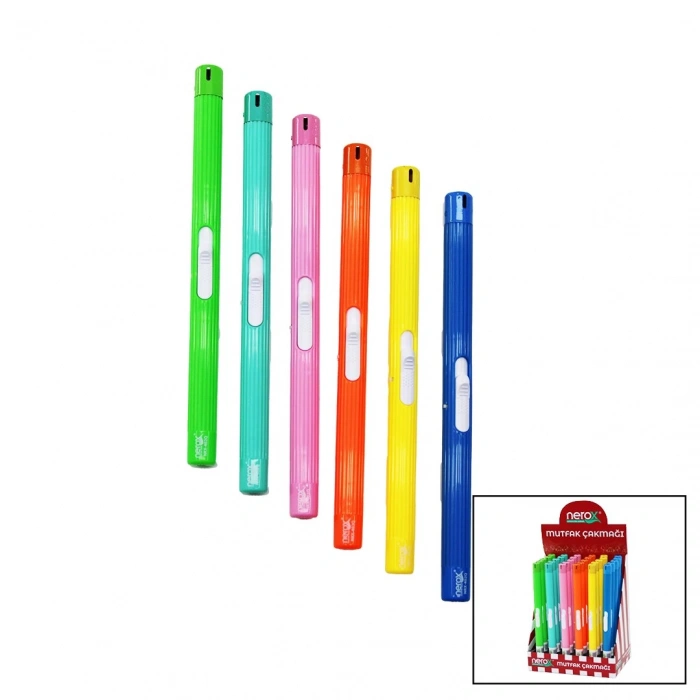 NEROX NRX-402Q ( RENKLİ ) ( KALEM MODELİ ) MUTFAK ÇAKMAK ( İTMELİ ATEŞLEME )*30X6