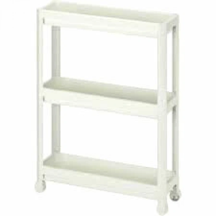 OMAŞ SLİM TEKERLİ OM-0600-3010-0268 ( 3 ( DERİN ) RAFLI & BEYAZ ) ÇOK AMAÇLI RAF ÜNİTESİ*6