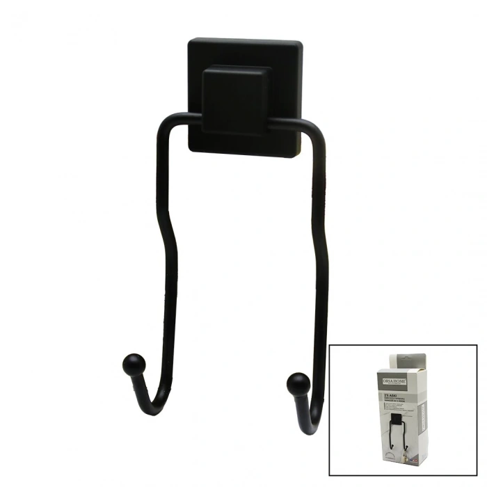 ORSA-901 ( SİYAH & 2Lİ METAL ) SARKIK ASKI ( KARE GÜÇLÜ YAPIŞKANLI ) ( 8X9X19CM)*12