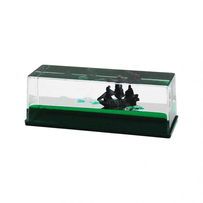 PABLITO PBT-257 ( YEŞİL SU & GEMİ ) ( DİKDÖRTGEN MİKA ) YÜZEN BATMAYAN GEMİ ( DEKORATİF BİBLO AKVARYUM ) ( 15X5X5.2CM )*48                     qwe2