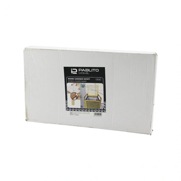 PABLITO PBT-350 (AHŞAP BAMBU) KİRLİ ÇAMAŞIR SEPET (KUMAŞ ÇANTALI) (SEPET=40X35X44CM) (KOL=16CM+44=Y=60CM)*6