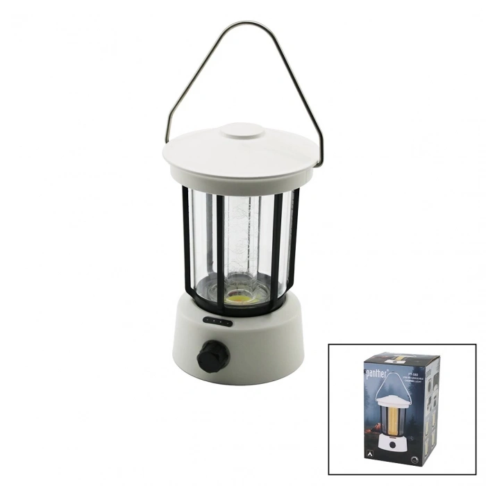 PANTHER PT-380 (FANUS) KAMP LAMBASI EL FENERİ (USB ŞARJLI) (POWERBANK) (5W COB LED) (800LUMEN) (IŞIK AYARI) (GÜN IŞIK & BEYAZ)*32