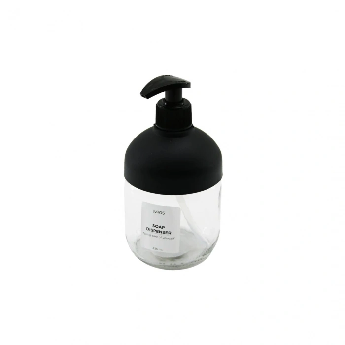 QLUX C-00550 CLARY ( CAM ) SIVI SABUNLUK ( SİYAH PLASTİK KAPAK & POMPA ) ( 425ML ) ( NO-05 SOAP DISPENSER )*12=K
