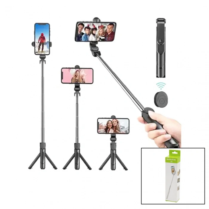 SELFIE STICK R1 DEMPOWER DP-276S ( SİYAH ) SELFİ ÇUBUK & TRİPOD AYAKLI  (57CM UZAYAN-KISALAN SAPLI + 10CM =67CM)*100