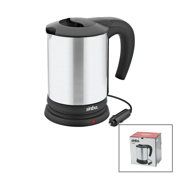 SİNBO SK-7371 ( 12V ) ARAÇ İÇİ KETTLE ( PASLANMAZ ÇELİK ) SU ISITICISI ( 0.8LT ) ( 120W ) ( ÇAKMAKLIK FİŞLİ ) ( PLASTİK KAPAK & KULP )*12