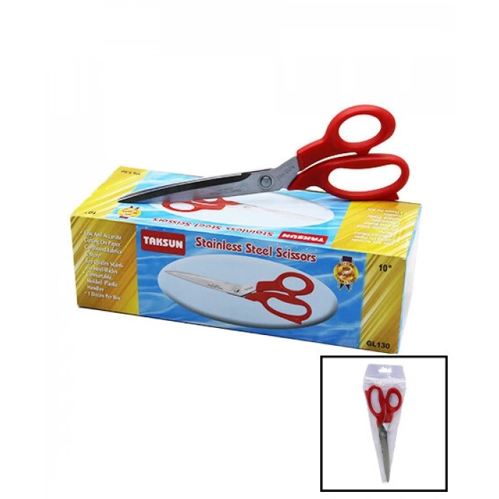 TAKSUN GL-130  ( 10 ) TERZİ MAKASI RENKLİ SAPLI*12X15