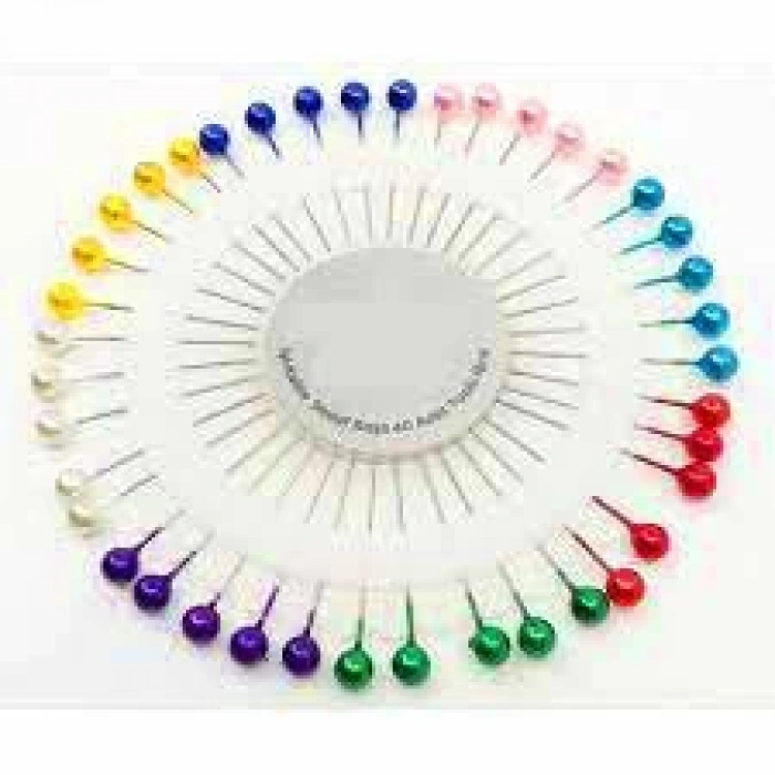 TAKSUN MLS-6038 ( YUVARLAK DİSK STANDLI ) ( 40PCS ) ( RENKLİ TOPLU ) BAŞÖRTÜ İĞNESİ*36X40