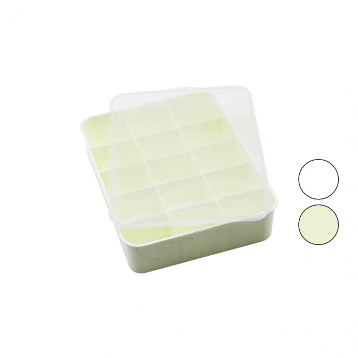 TİMEX TİM-190 ( 15 BÖLMELİ ) ORGANİZER ( PLASTİK=BEYAZ-KREM ) ( ŞEFFAF KAPAKLI ) ( 23 X 30 X 7CM ) ( ÇOK AMAÇLI KULLANIM )*24=K