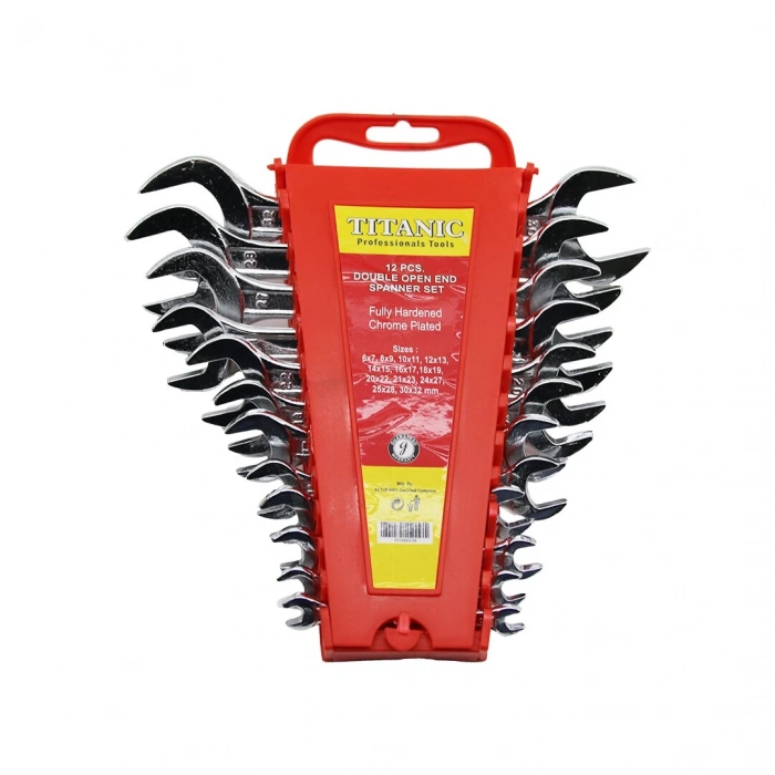 TITANIC TOOLS ( 12PCS ) ( 6-32MM ) AĞZI AÇIK ANAHTAR TAKIMI ( PLASTİK STAND TAŞIMA APARATLI )*2X1