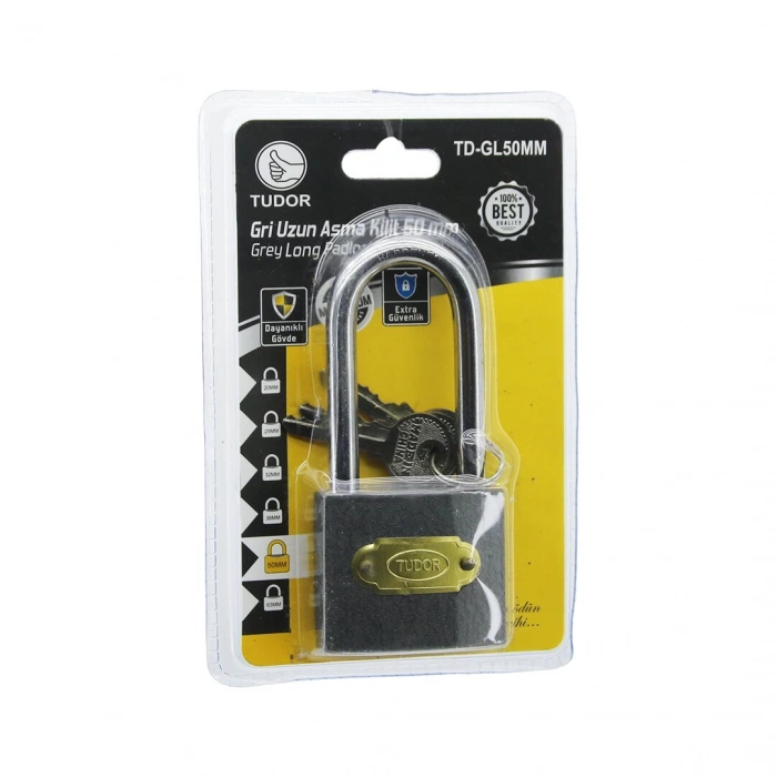 TUDOR TD-GL50MM ( VAKUMLU ) ( 50MM & GRİ ) ( UZUN KANCALI ) ASMA KİLİT*12X8