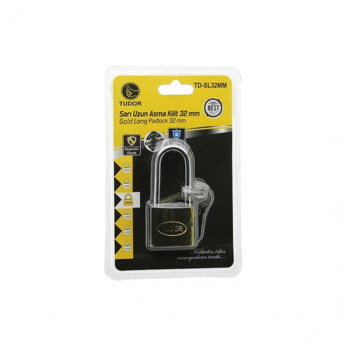 TUDOR TD-SL32MM ( VAKUMLU ) ( 32MM & SARI ) ( UZUN KANCALI ) ASMA KİLİT*12X20
