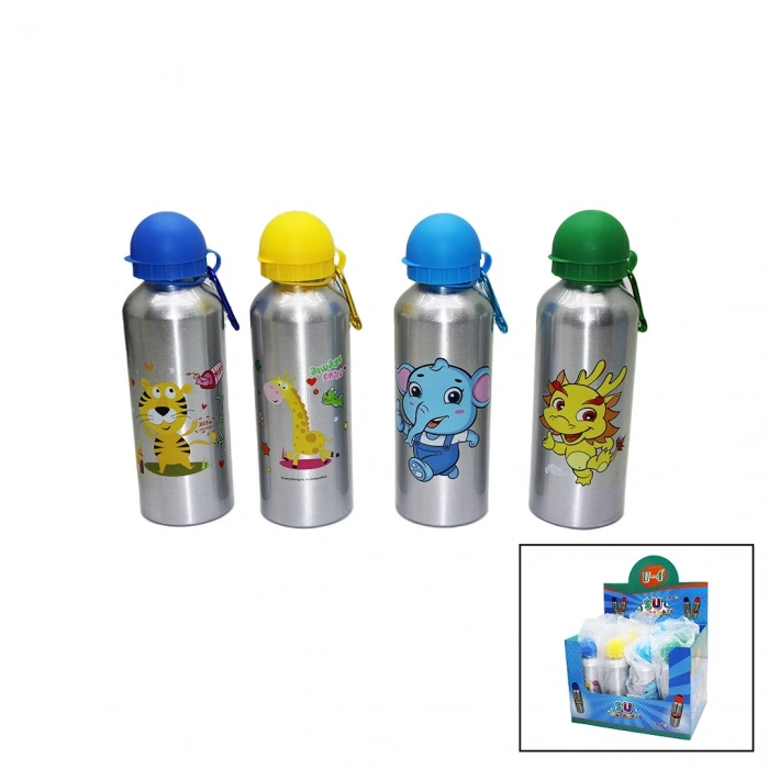 U-4  U4-1037 ( ERKEK ) ( METAL ) SULUK MATARA ( 500ML ) (RENKLİ PLS.KAPAK ) (ÇEK İÇ & İT KAPAT EMZİK) (ASKILIKLI)*12X8          qwe010