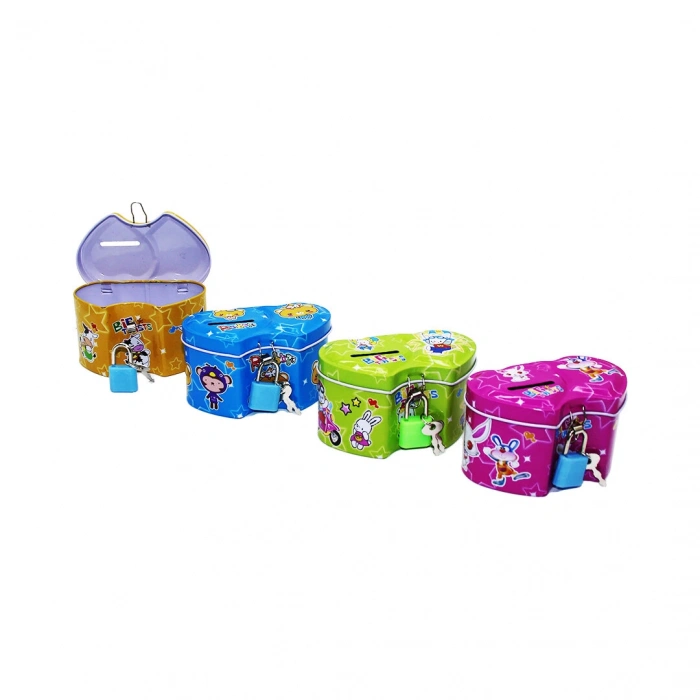 YAKUT-12845 ( KÜÇÜK & ÇİFT KALPLİ ) ( KİLİTLİ ) METAL KUMBARA*24X1