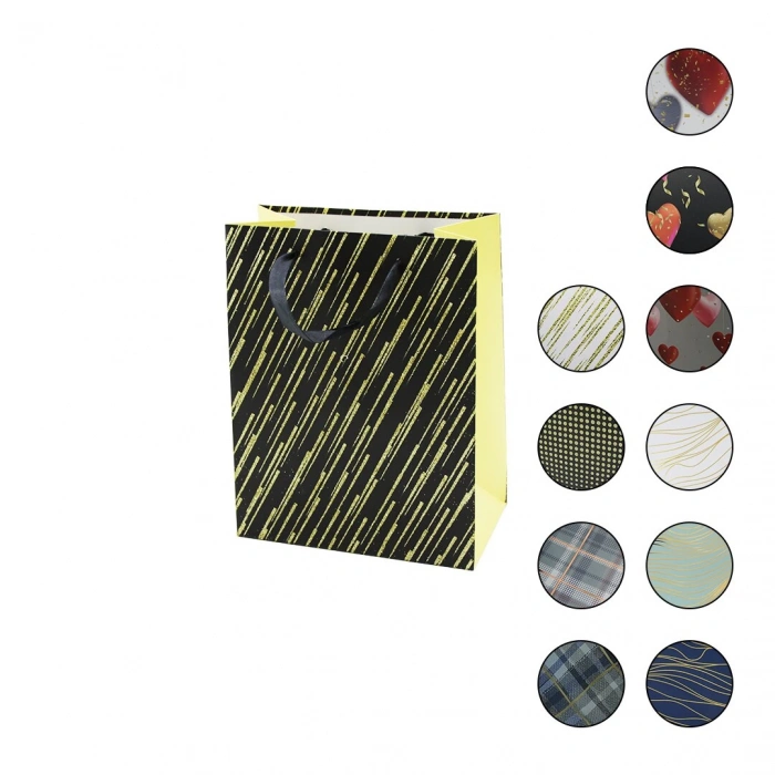 YAKUT-13259 BL-2128S-2 ( KÜÇÜK=18 X 23X 10CM ) HEDİYELİK (KARTON) ÇANTA ( RENKLİ DESENLİ ) ( SİMLİ & SİMSİZ ) ( KURDELA & İP KULP )*12X60