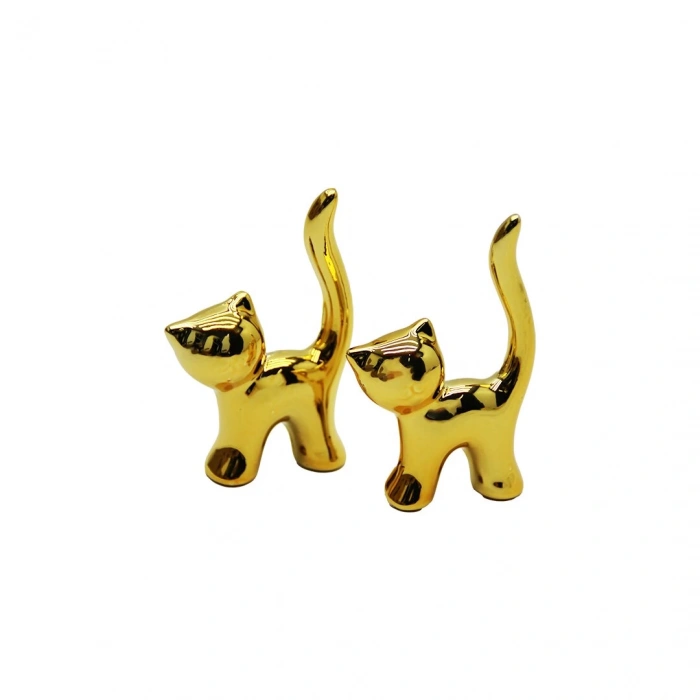 YAKUT-9516 ( KEDİ & KÜÇÜK ) ( GOLD & SERAMİK ) BİBLO & DEKORATİF SÜS EŞYASI ( 3.5 X  5.2 X 1.6CM )*24X20