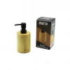 İBİCO İ21-071 ( YUVARLAK ) AHŞAP BAMBU SIVI SABUNLUK ( SİYAH PLASTİK POMPA ) ( ÇAP: 8CM & Y: 11CM )*48