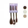 İBİCO İ22-011 ( 3PCS ) ( RENKLİ SİLİKON ) ( AHŞAP AKASYA SAPLI ) MUTFAK SETİ (YUMURTA FIRÇASI & MAKARNA KAŞIK & SPATULA) (27-30CM)*12X6