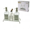 İBİCO İ22-144 ( 3PCS ) METAL STANDLI & CAM SIVI SABUNLUK SETİ ( AHŞAP TUTMALI & SÜNGERLİK)*24