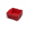 SAYE-4085 ( KARE ) ( SİYAH METAL ) ( KIRMIZI BEZLİ ) EKMEK SEPETİ ( 20X21CM & DERİNLİK: 10.5CM)*12