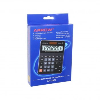 ARROW AH-3905 ( 12 HANELİ ) HESAP MAKİNESİ ( GÜNEŞ ENERJİLİ & PİLLİ ) ( 17.5 X 12.5 X 1.7CM ) ( 170GR )*90