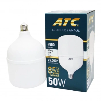 ATC-LW-( 50W ) TORCH LED BULB AMPUL ( BEYAZ & 6500K ) (E27) ( 4500 LÜMEN ) ( 25.000 SAAT ÖMÜR ) ( IŞIK AÇISI=240° ) ( IP40 )*50