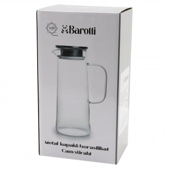 BAROTTİ DMR-8765 ( DAR TABAN & UZUN=1450ML ) (METAL KAPAK& SİLİKON CONTA) ( CAM ) (BOROSİLİKAT= ISIYA DAYANIKLI) SÜRAHİ*12=K