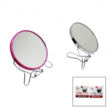 BELLA HOUSE K-4542 K-0940 ( 7 ) ( YUVARLAK ) METAL ÇERÇEVE & AYAKLI ( ÇİFT YÖNLÜ & BÜYÜTEÇLİ ) MAKYAJ AYNASI*12X6