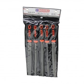 BOSSRA BSR-275 ( 5PCS ) ÇELİK EĞE SETİ (BALIK SIRTI & ÜÇGEN & KARE & YUVARLAK & DÜZ GENİŞ) (EĞE=20CM+PLS.SAP=10CM= 30CM)*40