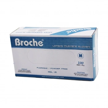 BROCHE ( M ) ( PUDRASIZ ) LATEKS MUAYENE ELDİVENİ ( 100LÜ )*1X20